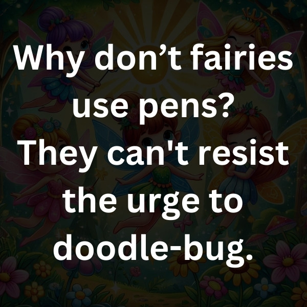 Why don’t fairies use pens_ They can't resist the urge to doodle-bug