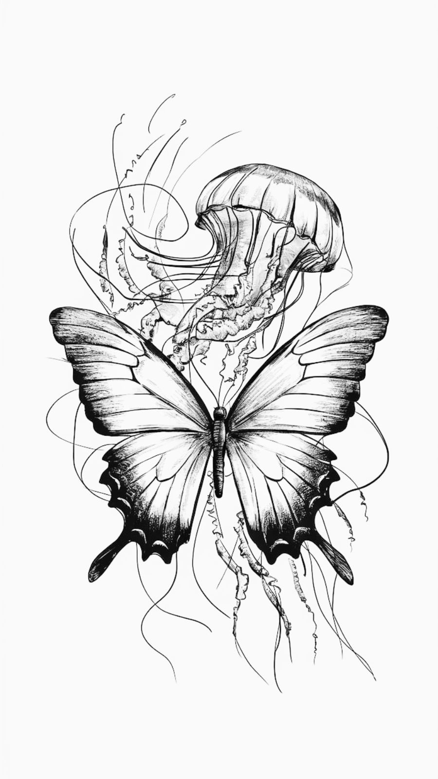 butterfly and jellyfish