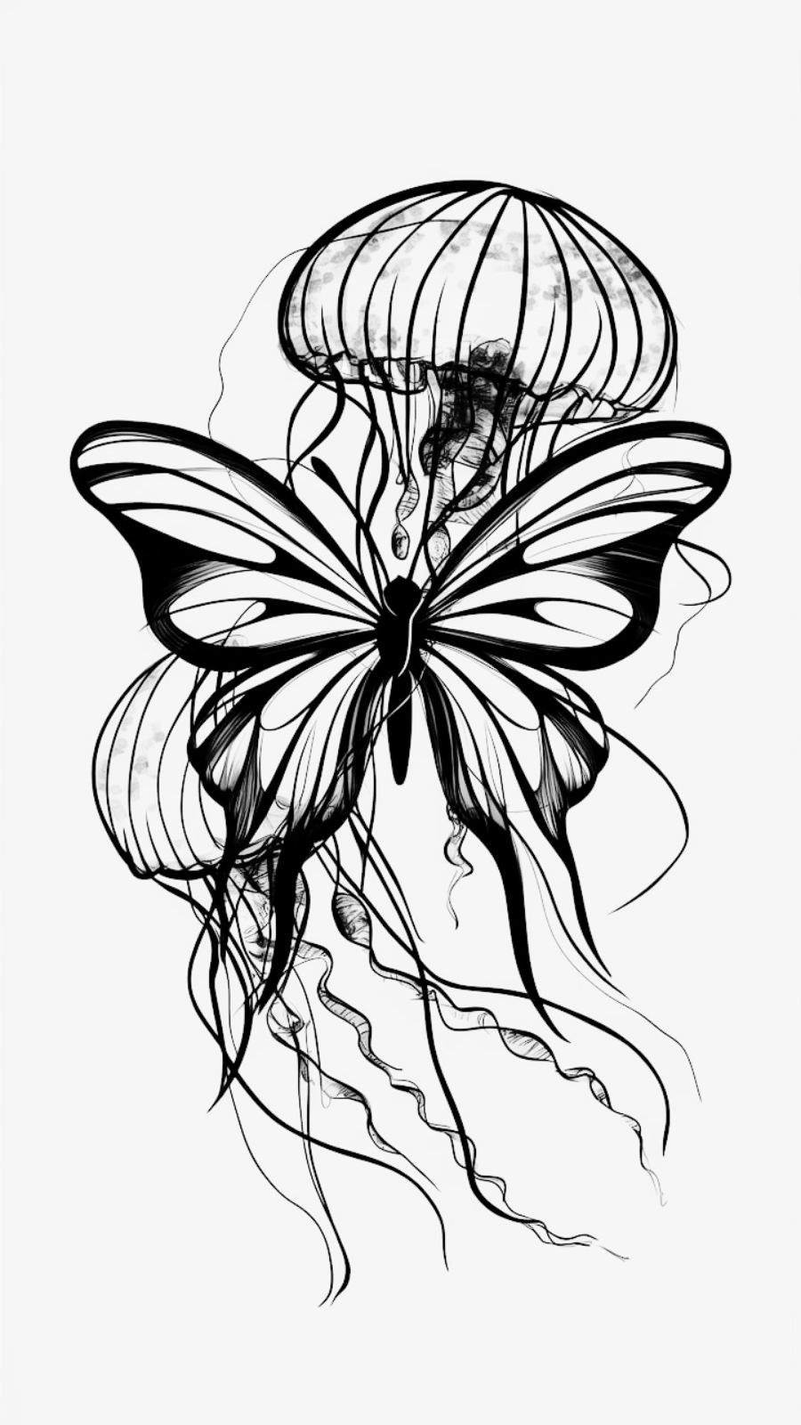 butterfly and jellyfish