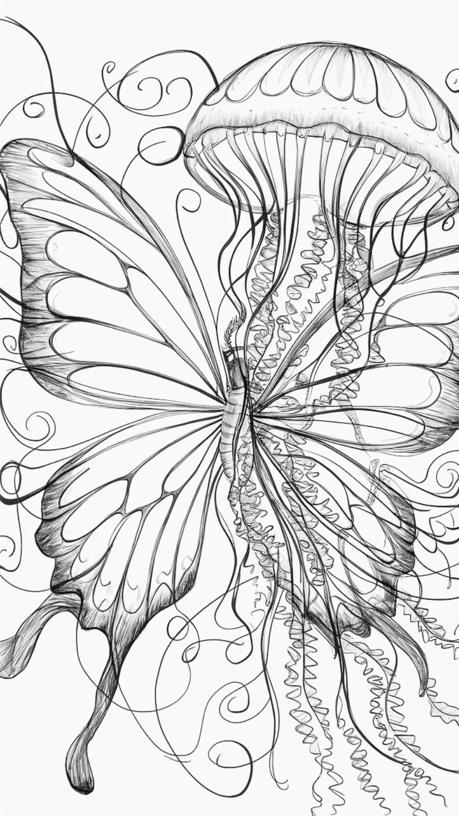 butterfly and jellyfish