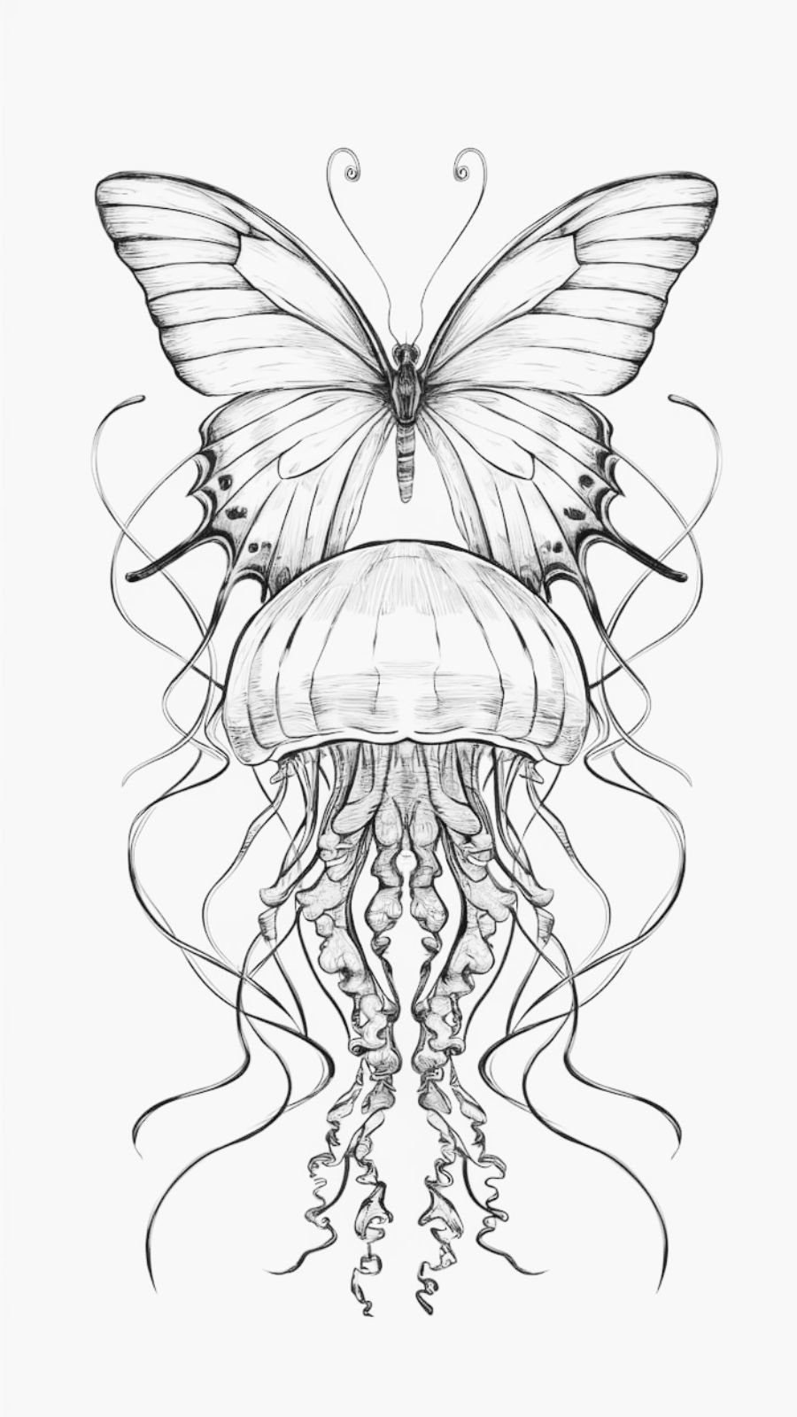 butterfly and jellyfish