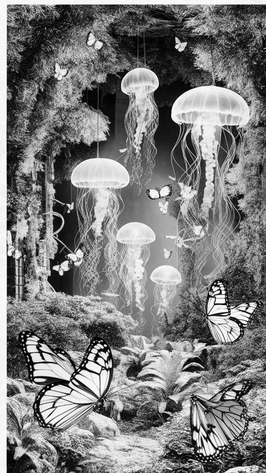 butterfly and jellyfish