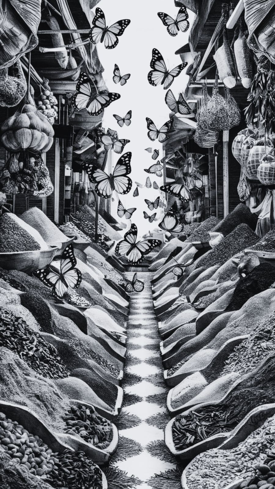 butterfly and market
