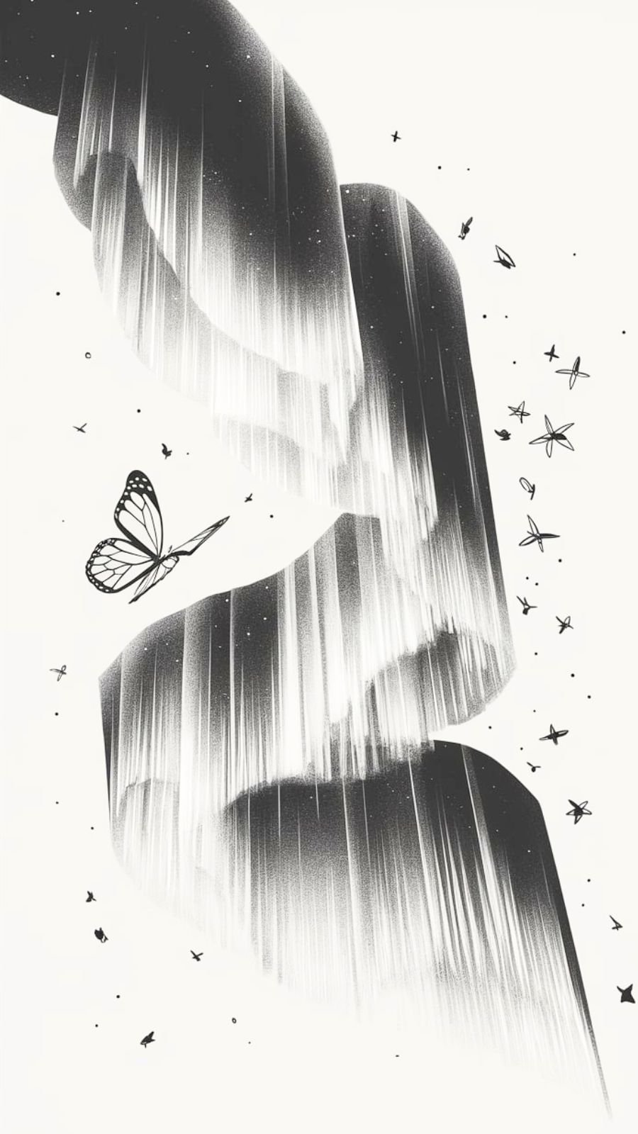 butterfly and northern lights