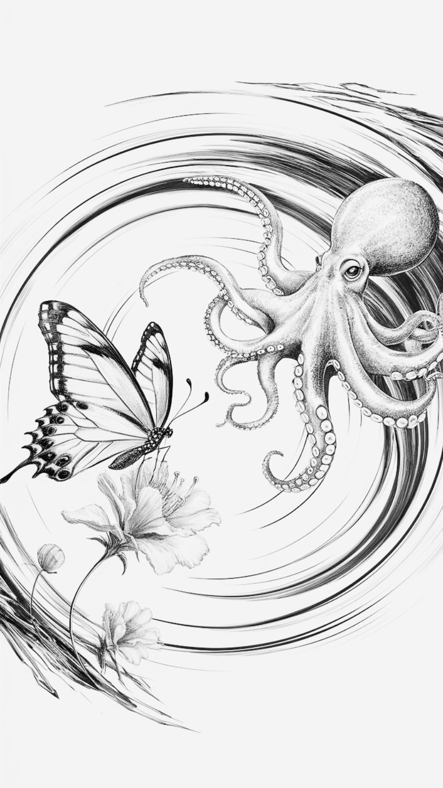 butterfly and octopus