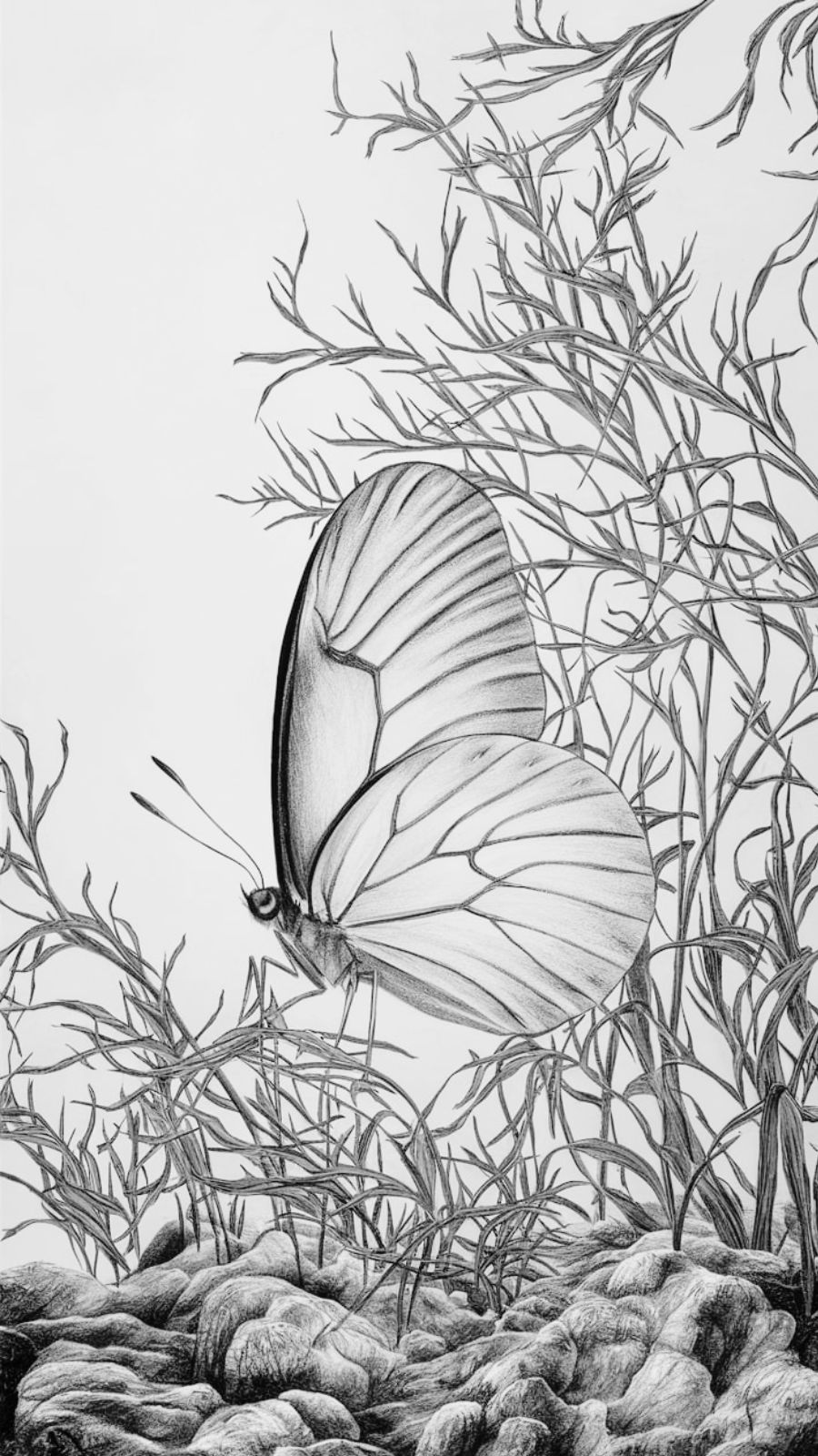 butterfly and seaweed