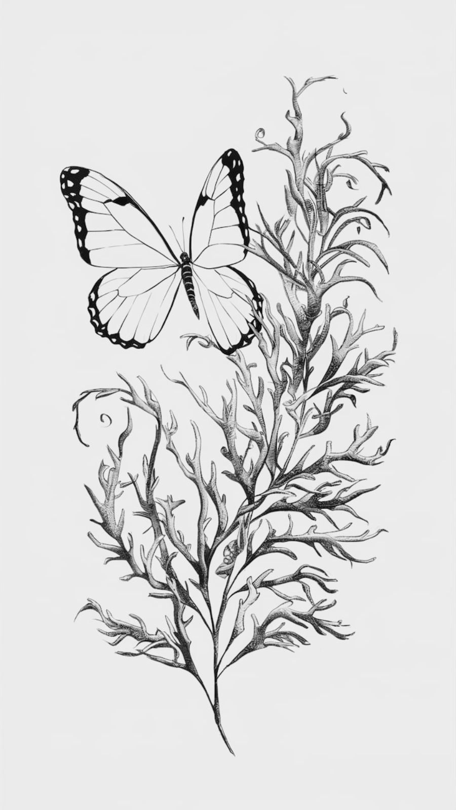 butterfly and seaweed