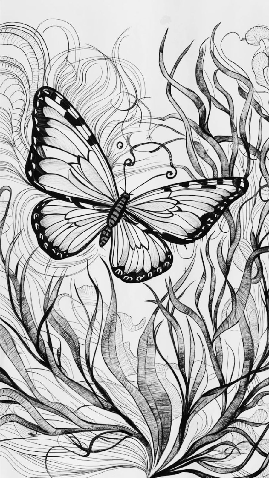 butterfly and seaweed