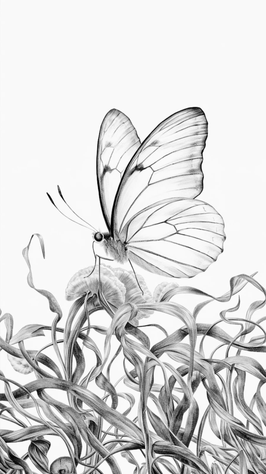  butterfly and seaweed