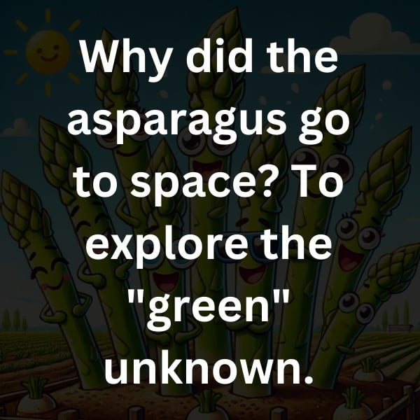 Why did the asparagus go to space_ To explore the _green_ unknown
