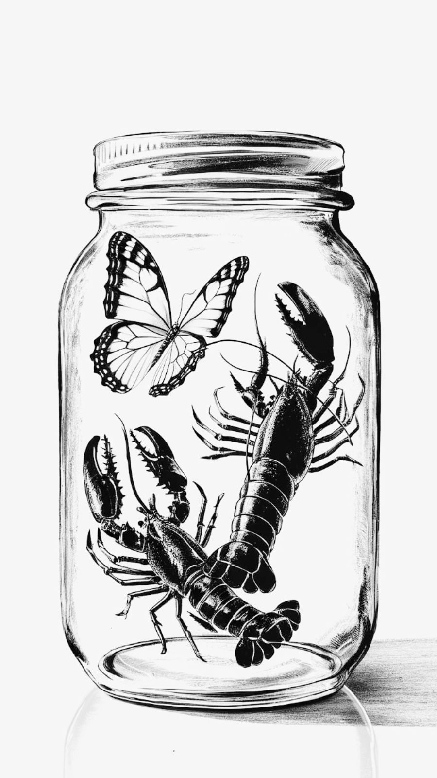 butterfly and lobster