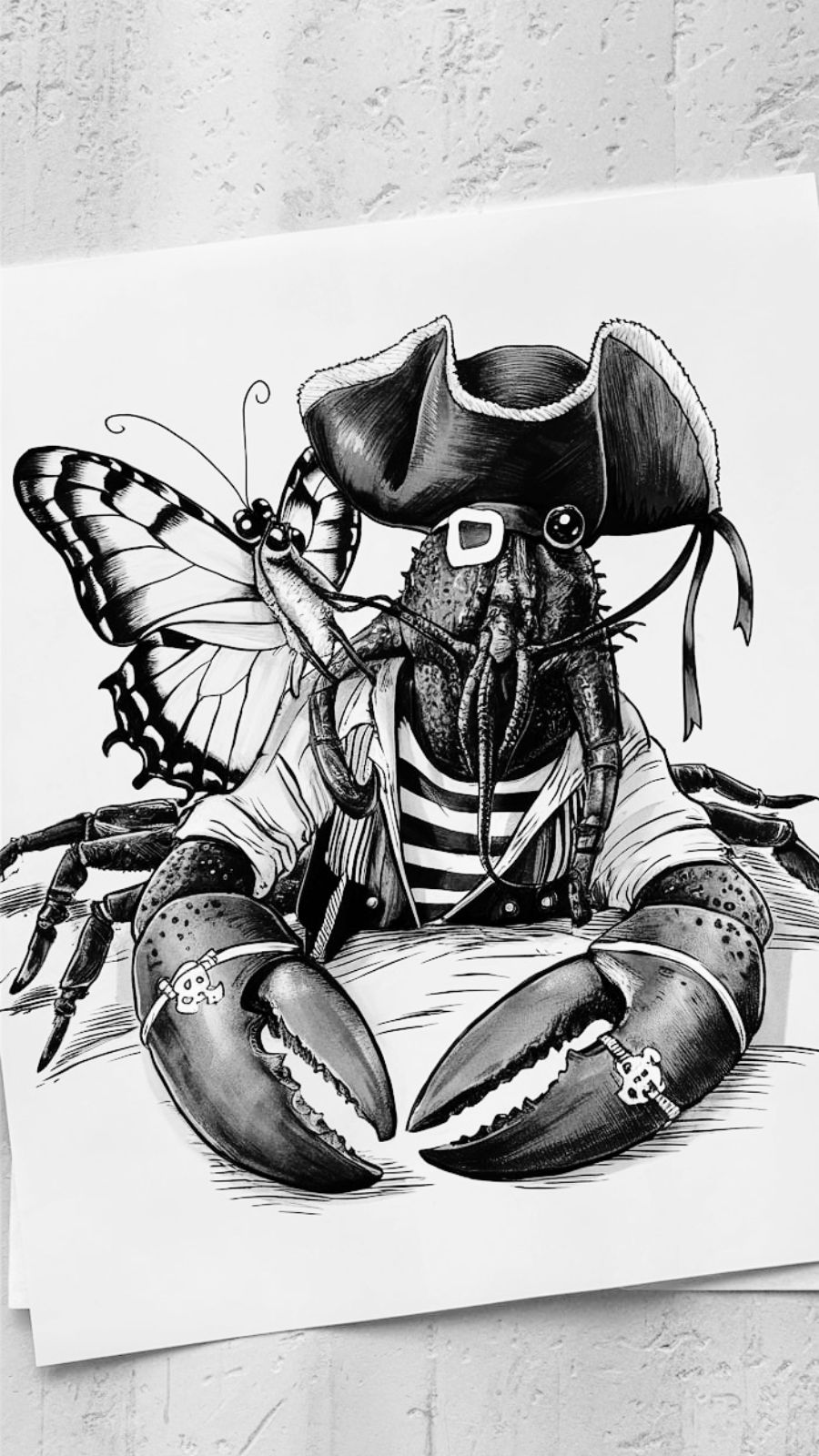 butterfly and lobster