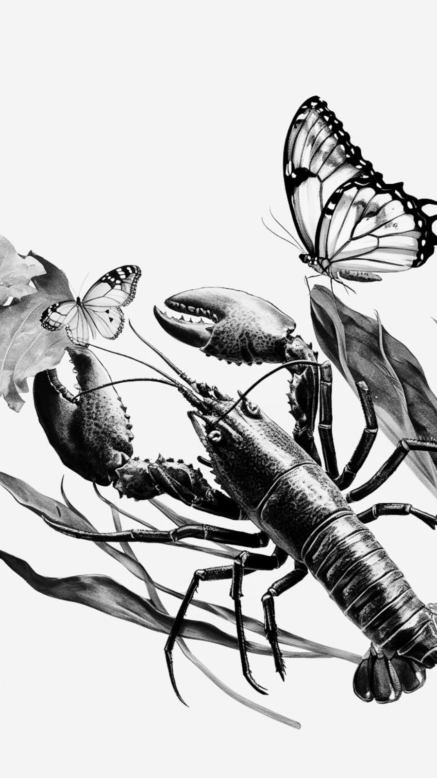 butterfly and lobster