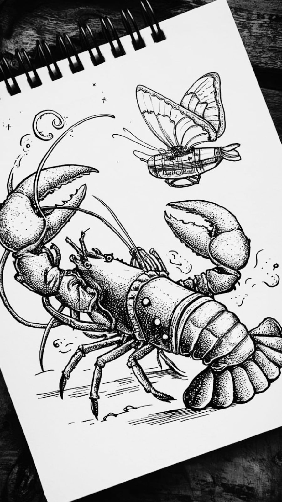 butterfly and lobster