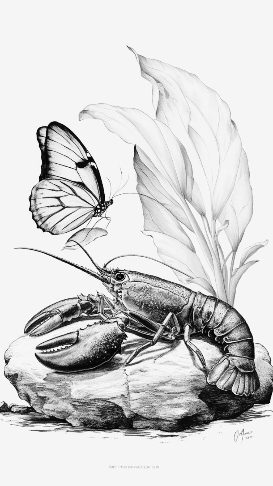butterfly and lobster