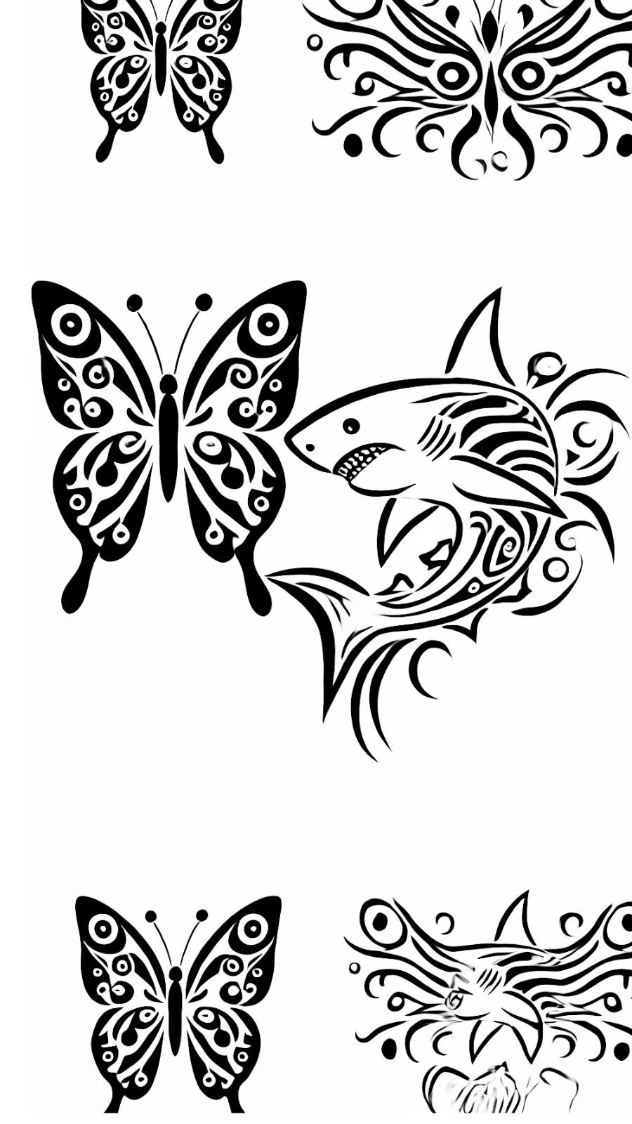 butterfly and shark