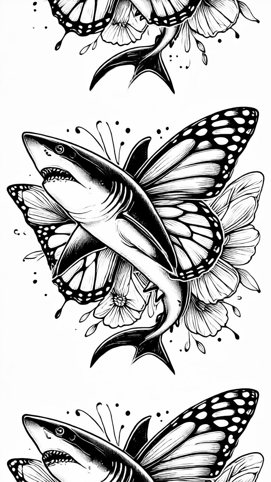 butterfly and shark