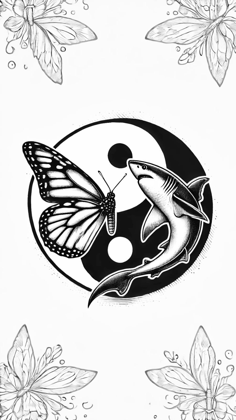 butterfly and shark