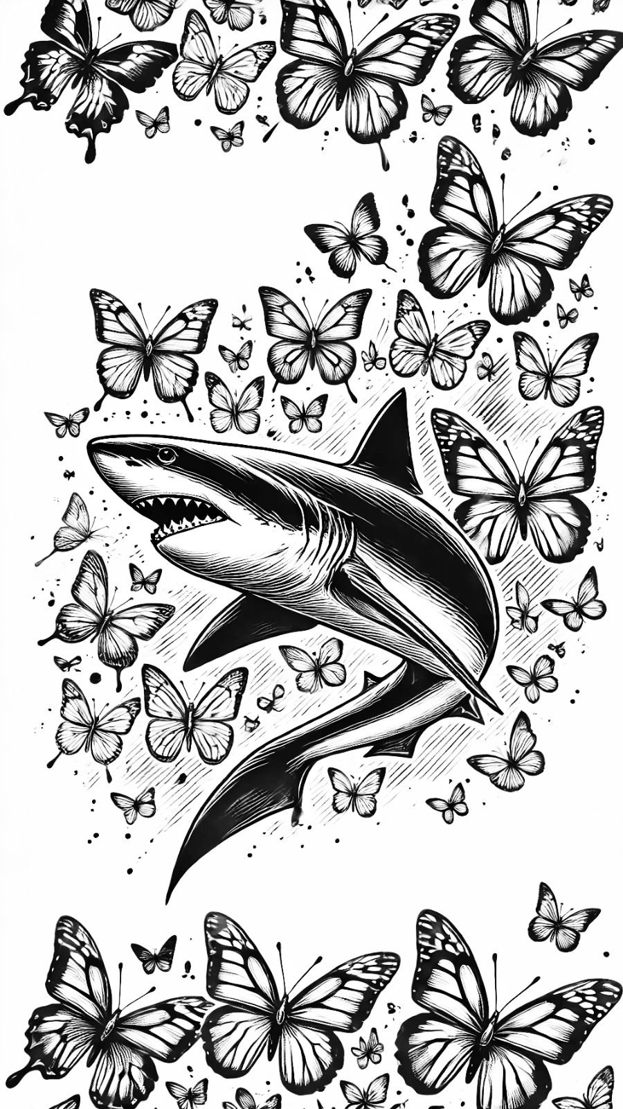 butterfly and shark