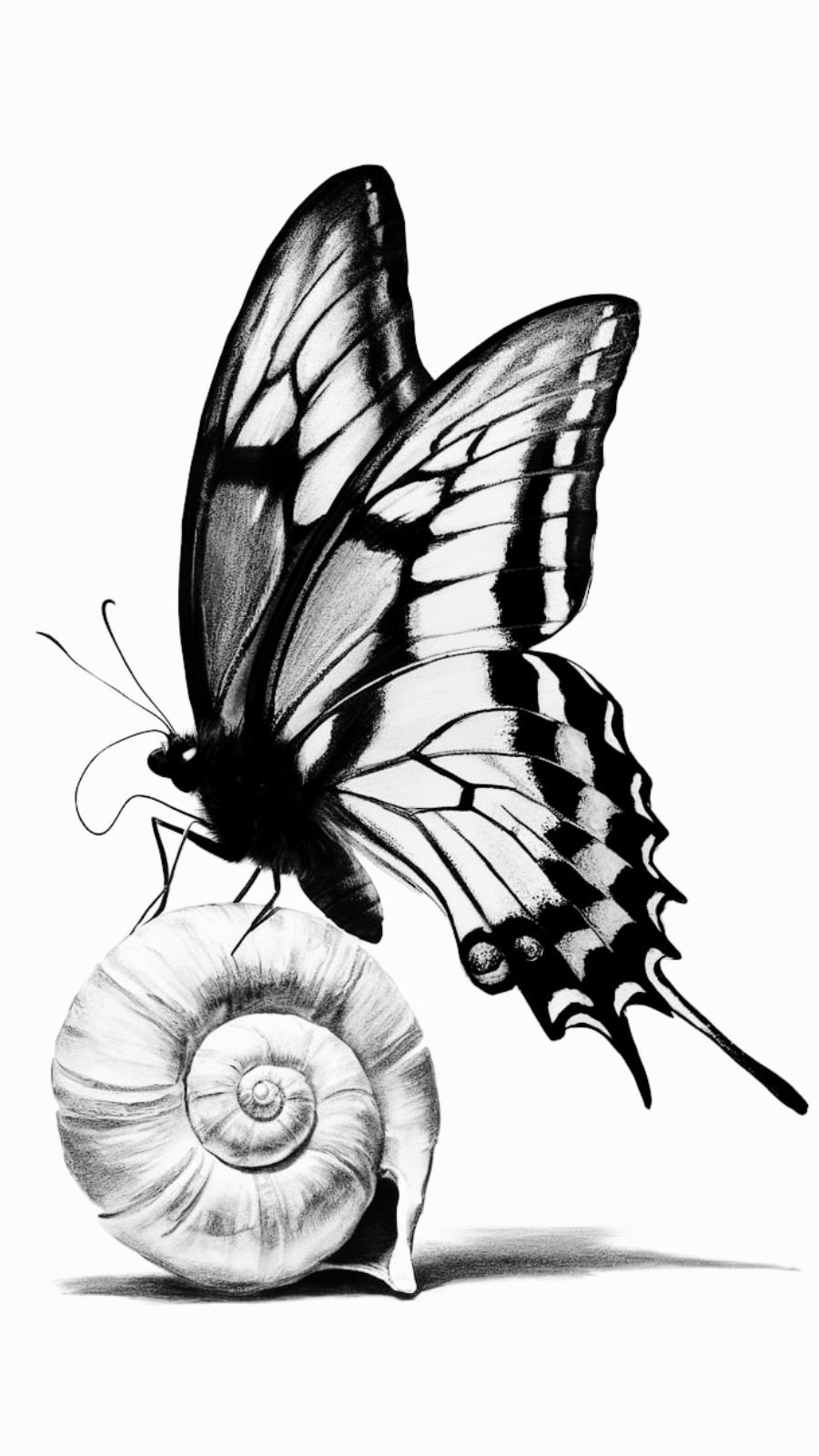 butterfly and shell