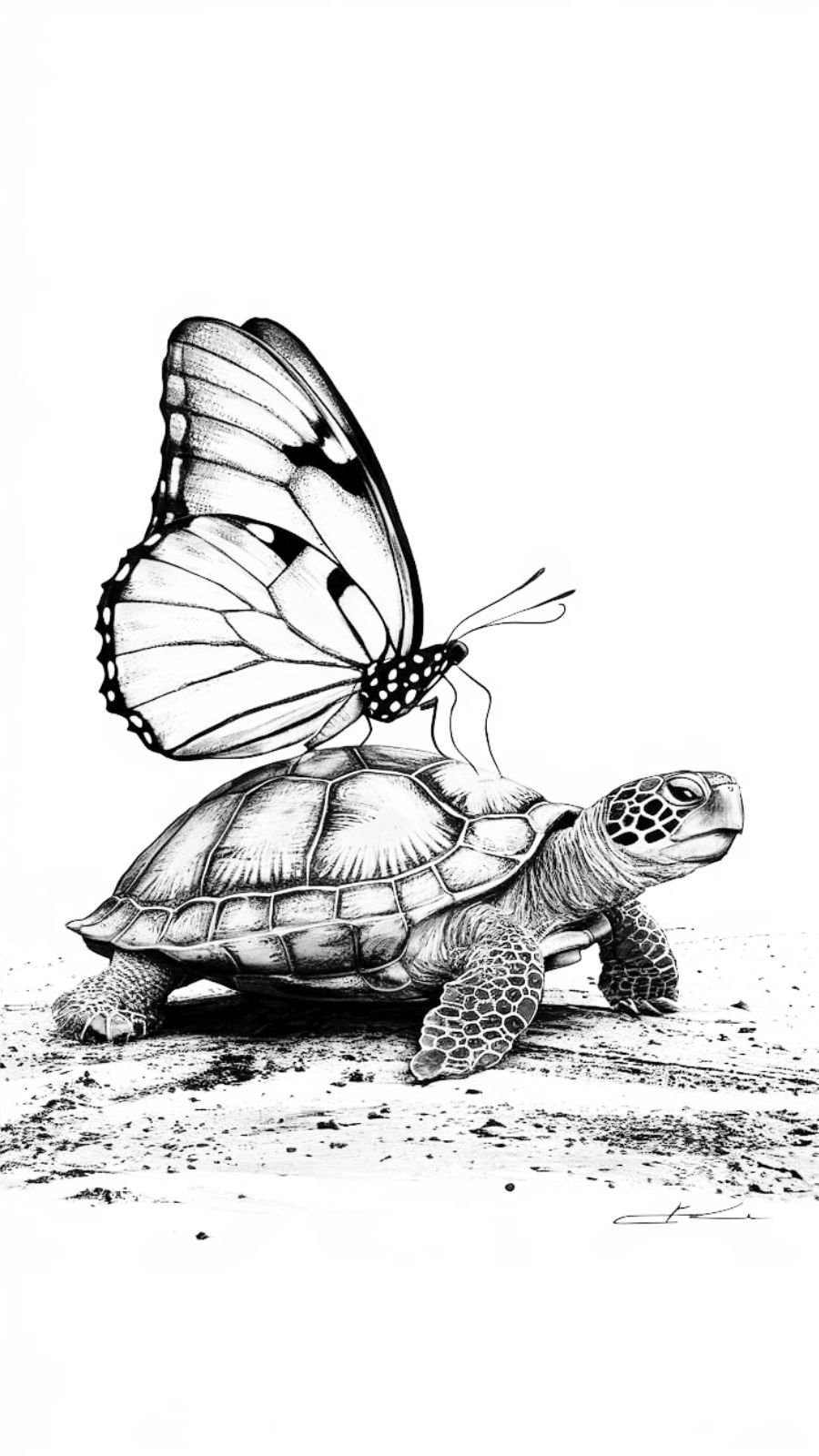 butterfly and turtle