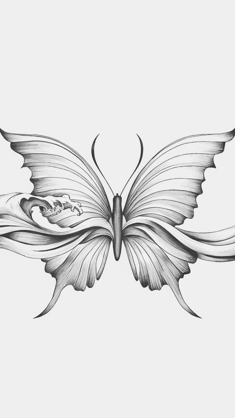 butterfly and wave
