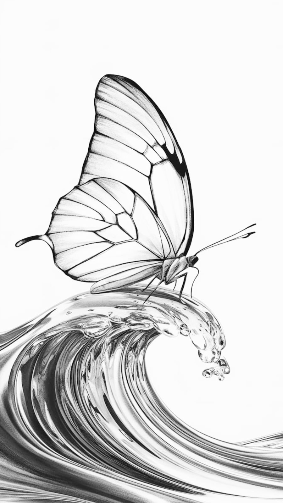 butterfly and wave