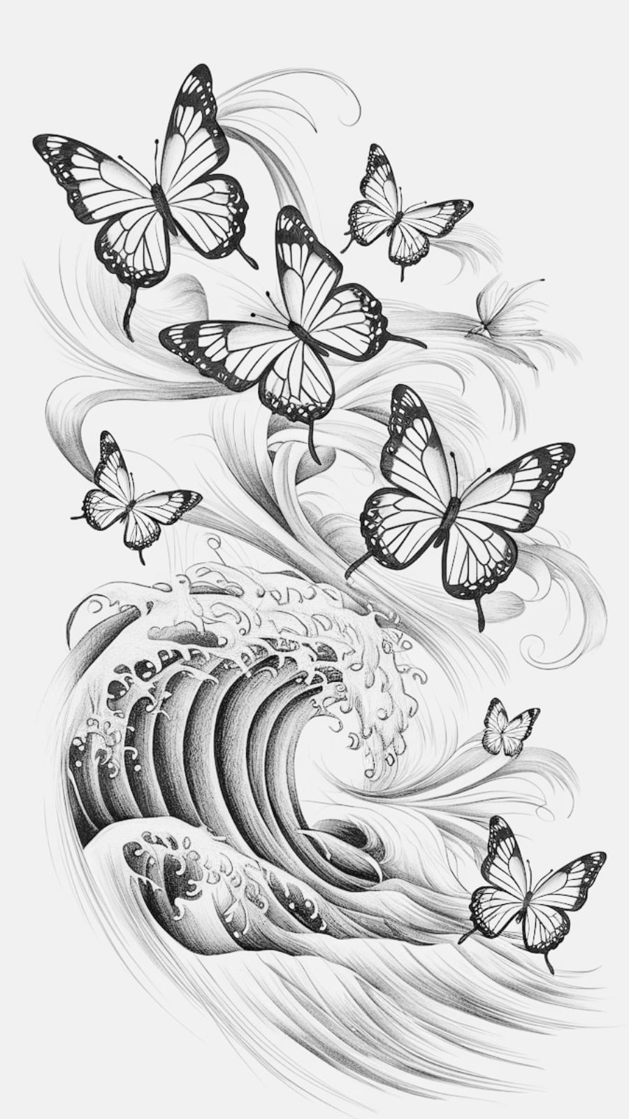 butterfly and wave