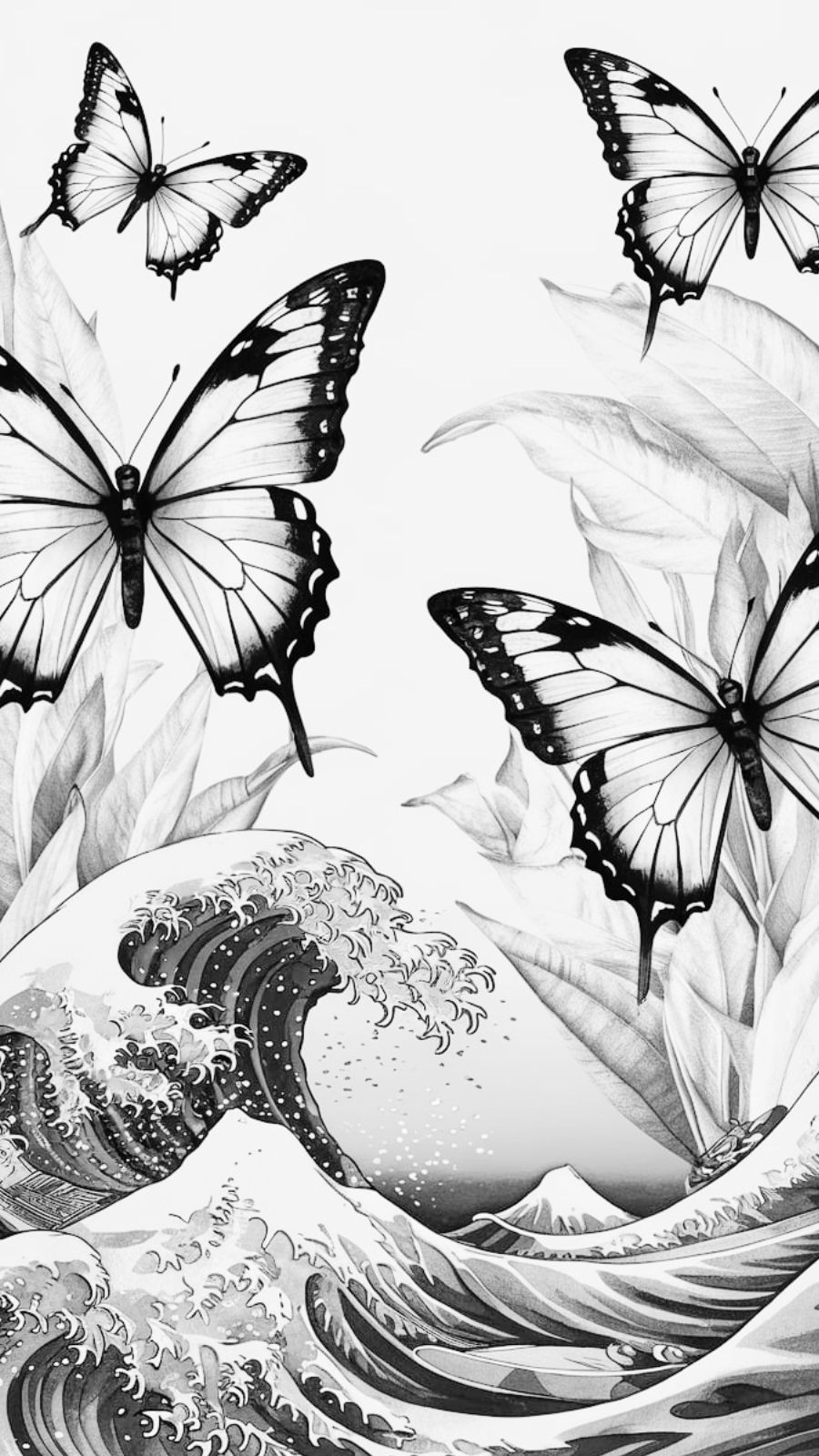 butterfly and wave