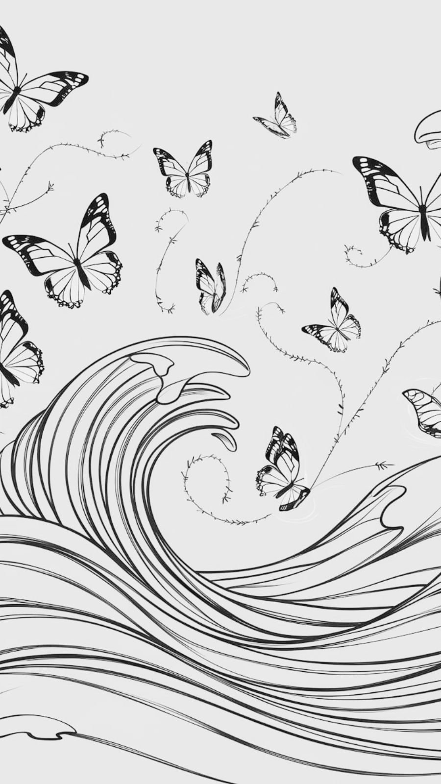 butterfly and wave