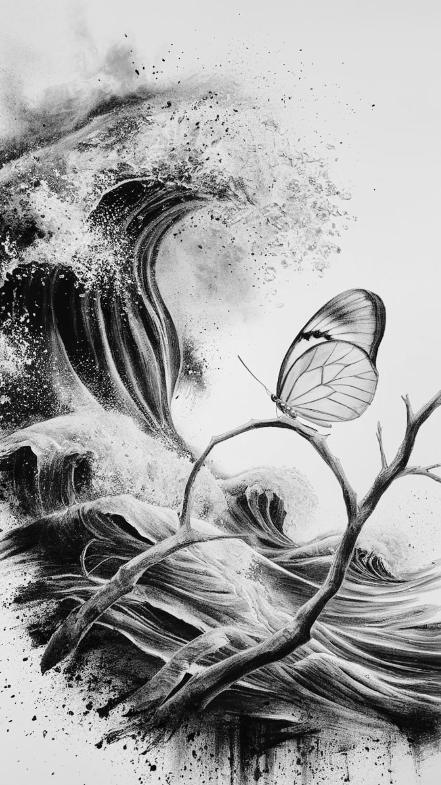 butterfly and wave