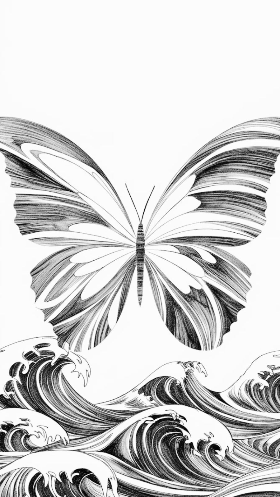 butterfly and wave