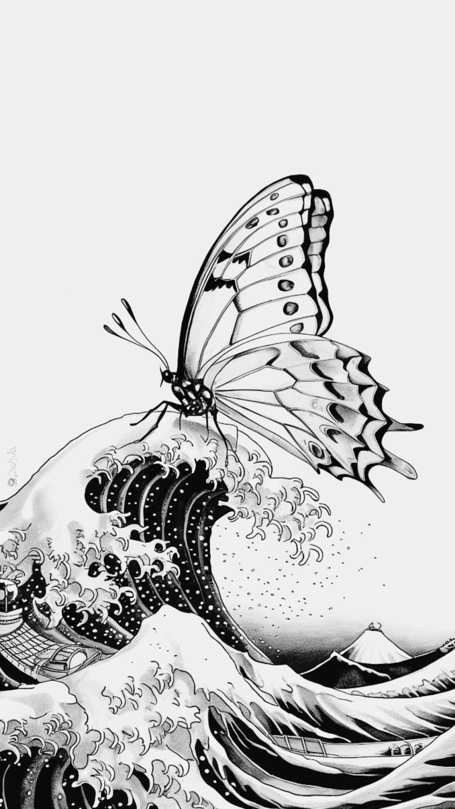 butterfly and wave