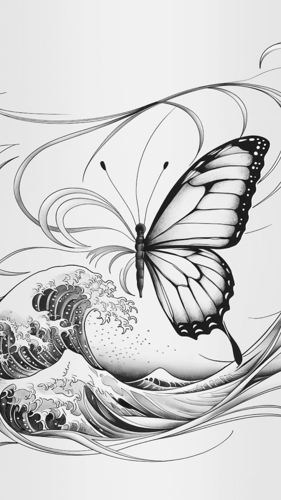 butterfly and wave