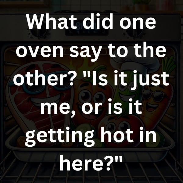 What did one oven say to the other_ _Is it just me, or is it getting hot in here__ow do you keep food from burning in the broil_ You tell it a chilling story