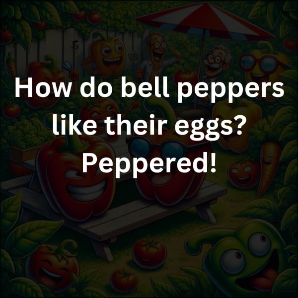 How do bell peppers like their eggs? Peppered!