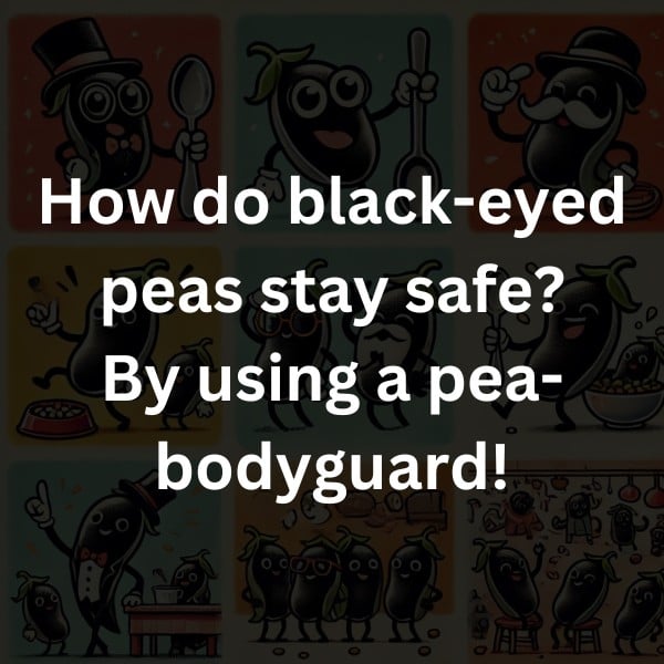 How do black-eyed peas stay safe? By using a pea-bodyguard!