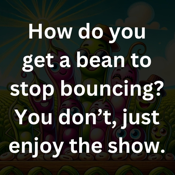 How do you get a bean to stop bouncing_ You don’t, just enjoy the show