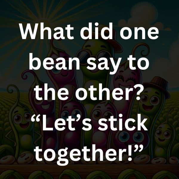What did one bean say to the other_ “Let’s stick together!”