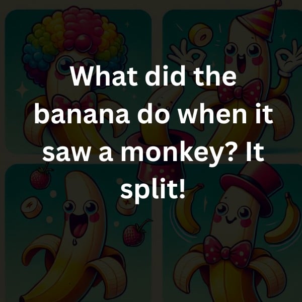 What did the banana do when it saw a monkey? It split!