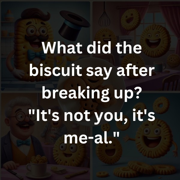 What did the biscuit say after breaking up? "It's not you, it's me-al."