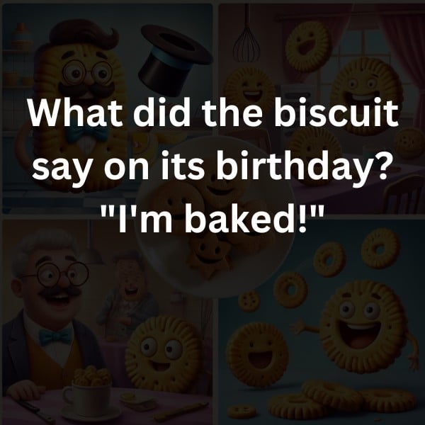 What did the biscuit say on its birthday? "I'm baked!"