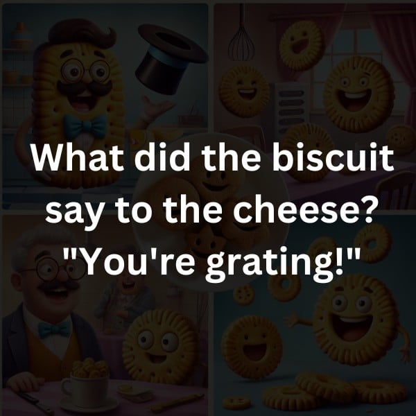 What did the biscuit say to the cheese? "You're grating!"