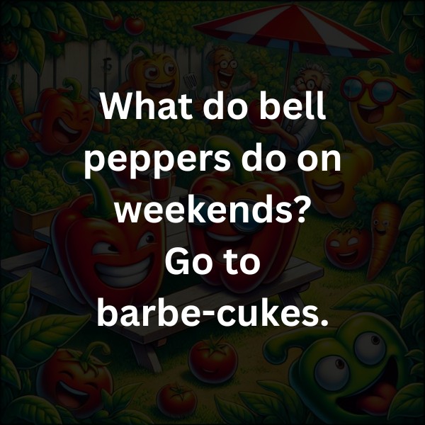 What do bell peppers do on weekends? Go to barbe-cukes.