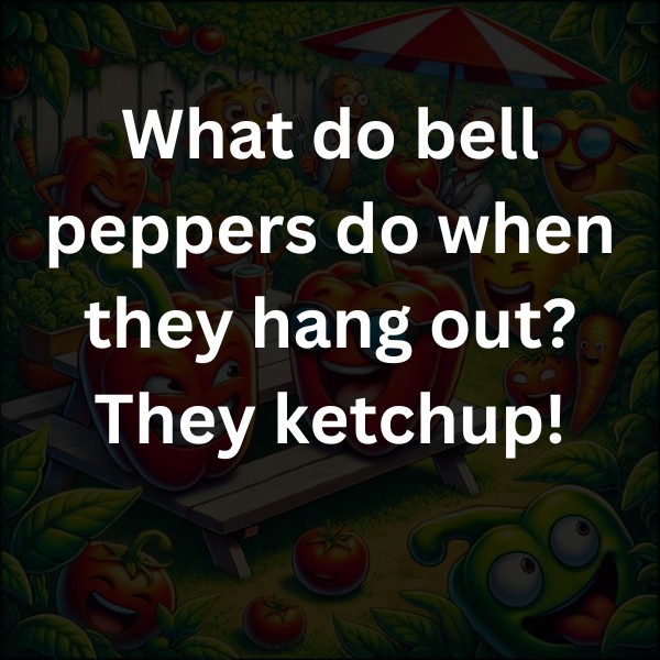 What do bell peppers do when they hang out? They ketchup!