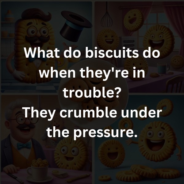What do biscuits do when they're in trouble? They crumble under the pressure.