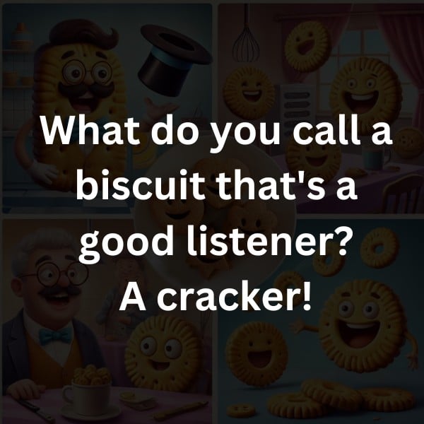 What do you call a biscuit that's a good listener? A cracker!
