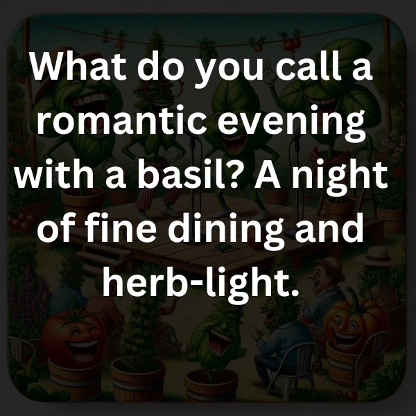 What do you call a romantic evening with a basil? A night of fine dining and herb-light.