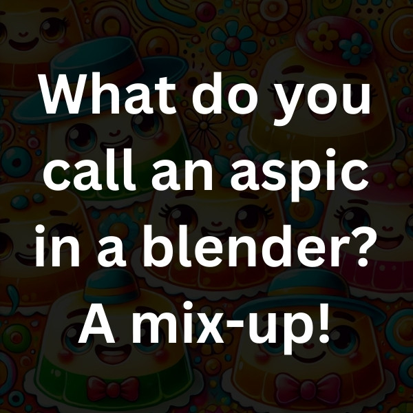 What do you call an aspic in a blender_ A mix-up!