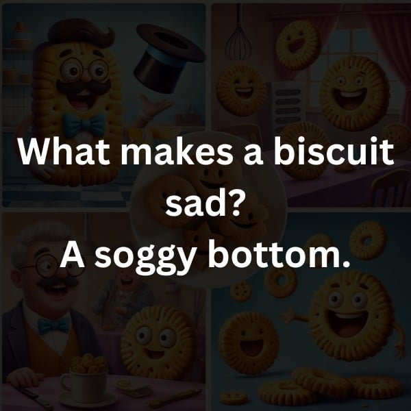 What makes a biscuit sad? A soggy bottom.